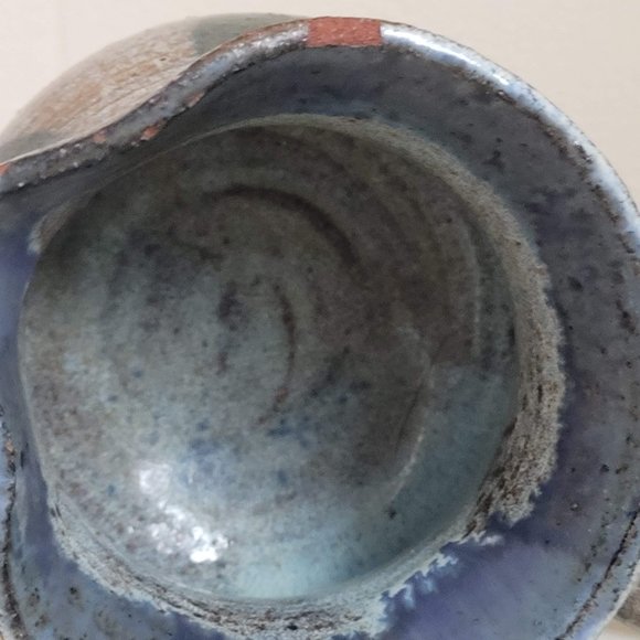 Vintage Blue and White Terracotta Creamer - Signed Studio Pottery - Picture 9 of 12